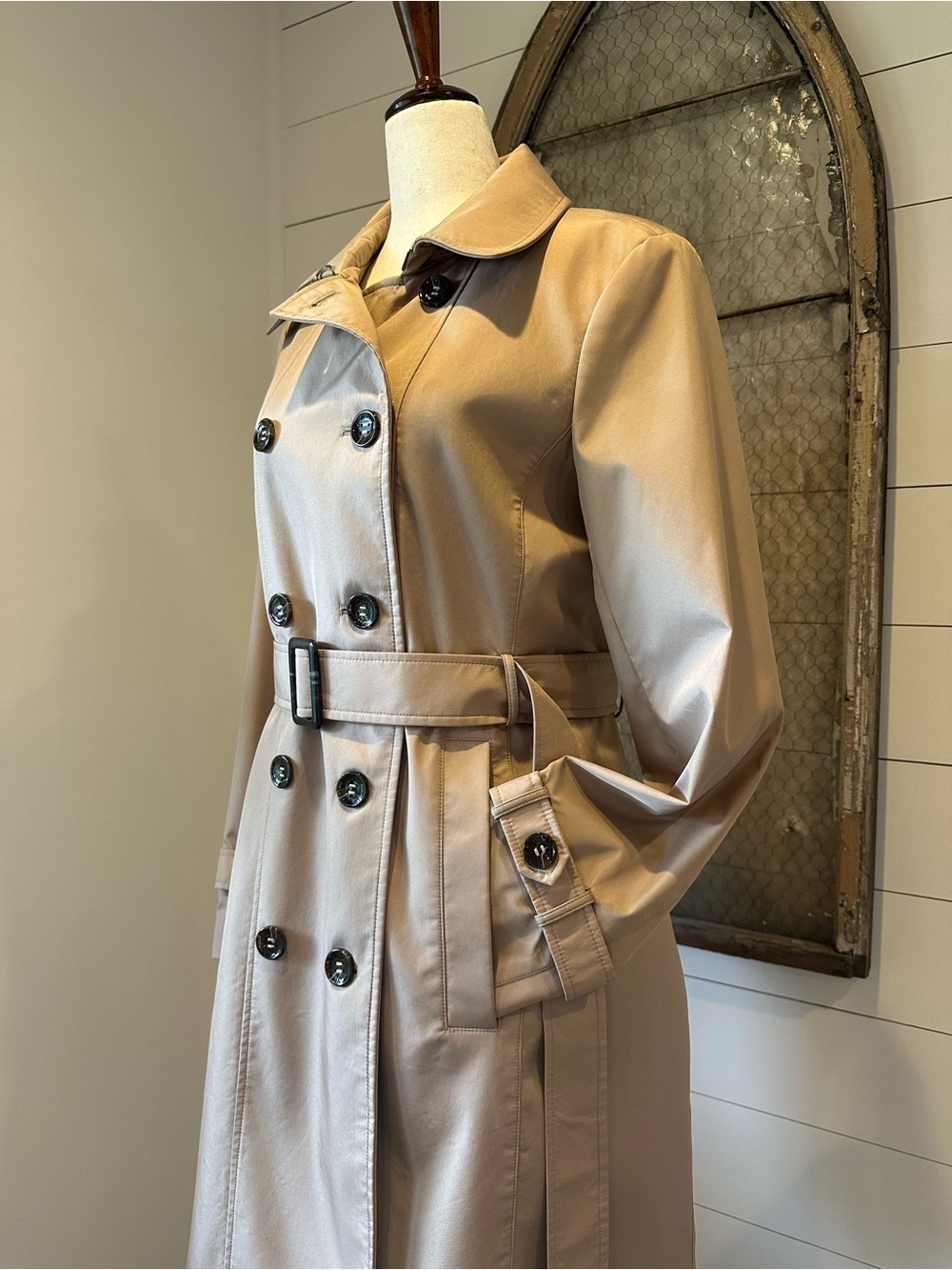 Calvin Klein Trench Coat Classic Double-Breasted Tan 90’s - Picture 2 of 12